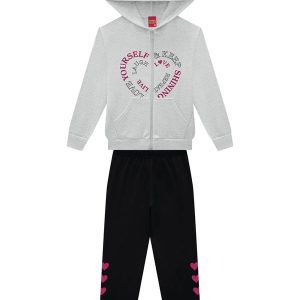 Conjunto Infantil Menina Corações Cinza