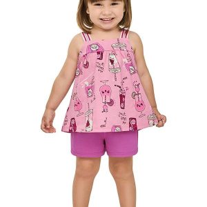 Conjunto Infantil Menina Cotton Leve Rosa