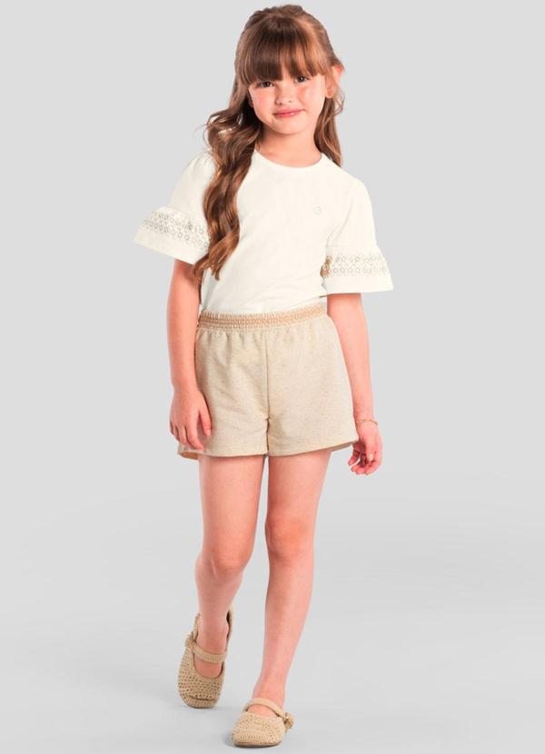 Conjunto Infantil Menina Detalhada Bege