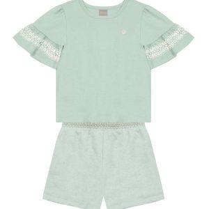 Conjunto Infantil Menina Detalhada Verde