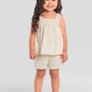 Conjunto Infantil Menina Detalhado Bege