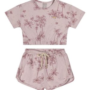 Conjunto Infantil Menina Dupla Face Linho Rosa