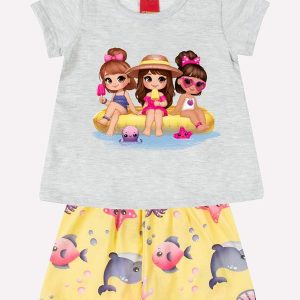 Conjunto Infantil Menina Estampa Cinza