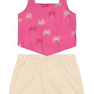 Conjunto Infantil Menina Floral Rosa