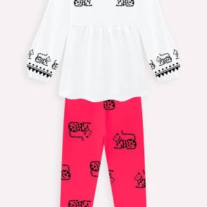 Conjunto Infantil Menina Gatinhos Branco