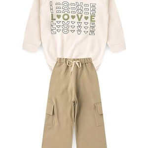 Conjunto Infantil Menina Inverno Love Iaia Cinza