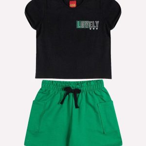 Conjunto Infantil Menina Lettering Preto