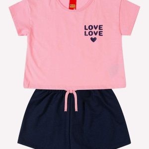 Conjunto Infantil Menina Lettering Rosa