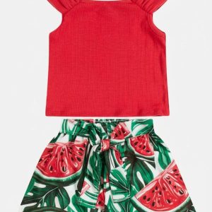 Conjunto Infantil Menina Melancia Vermelho