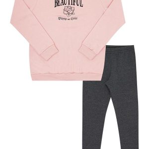 Conjunto Infantil Menina Moletom Rosa