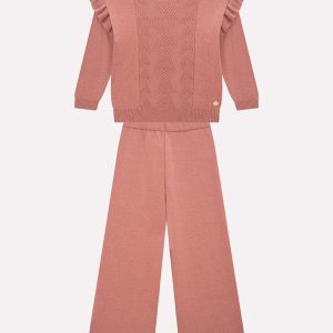 Conjunto Infantil Menina Tricot Rosa