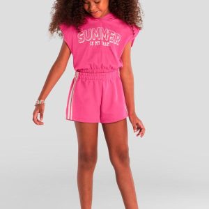 Conjunto Infantil Menina com Capuz Rosa