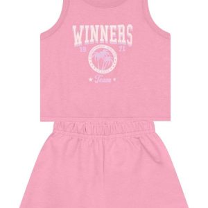 Conjunto Infantil Menina com Glitter Rosa