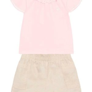 Conjunto Infantil Menina com Guipir Rosa
