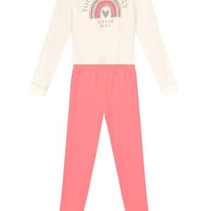 Conjunto Infantil Menina de Arco-ÍrisBege