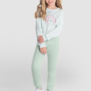 Conjunto Infantil Menina de Arco-ÍrisVerde