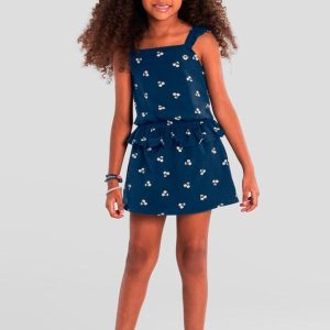 Conjunto Infantil Menina de Cerejas Azul