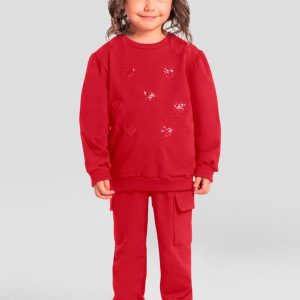 Conjunto Infantil Menina de Corações Bordô