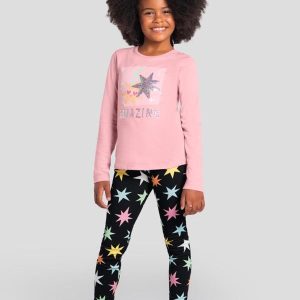 Conjunto Infantil Menina de Estrelas Rosa