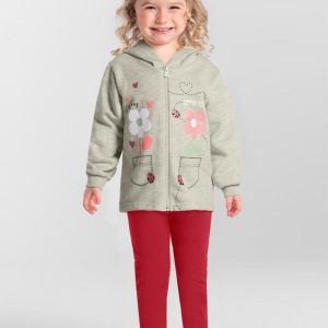 Conjunto Infantil Menina de Flores Cinza