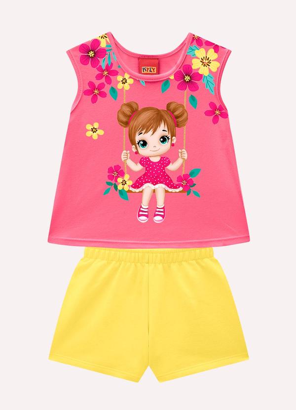 Conjunto Infantil Menina em Algodão Rosa