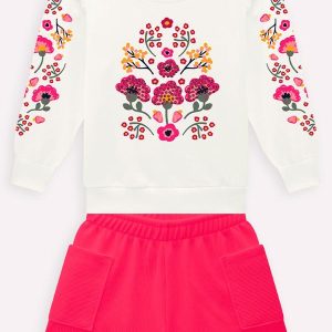 Conjunto Infantil Menina em Moletinho Off White