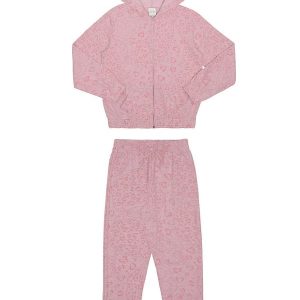 Conjunto Infantil Menina em Moletom Animal Print Rosa