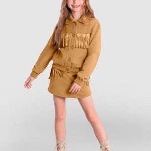 Conjunto Infantil Menina em Moletom Marrom