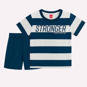 Conjunto Infantil Menino Algodão Estampado Azul