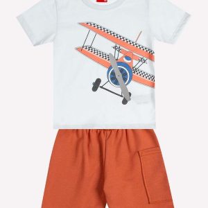 Conjunto Infantil Menino Avião Branco