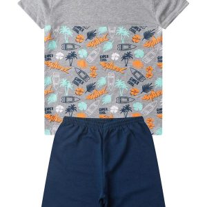Conjunto Infantil Menino Básico Curto Cinza
