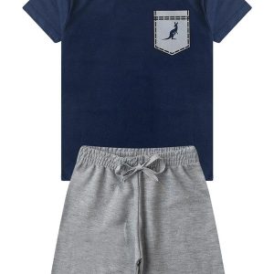 Conjunto Infantil Menino Bolso Kangulu Azul