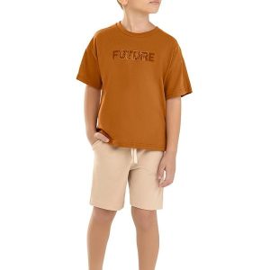 Conjunto Infantil Menino Bordado Future Marrom