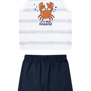 Conjunto Infantil Menino Curto Caranguejo Branco