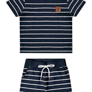Conjunto Infantil Menino Curto Listrado Marinho