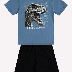 Conjunto Infantil Menino Dinossauro Azul