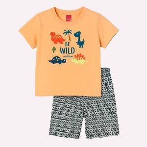 Conjunto Infantil Menino Dinossauro Laranja