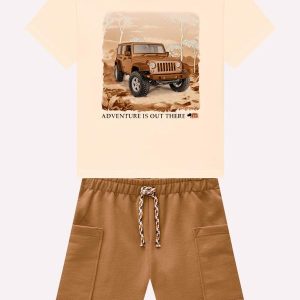 Conjunto Infantil Menino Estampa Bege