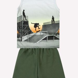 Conjunto Infantil Menino Estampa Branco