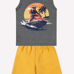 Conjunto Infantil Menino Estampa Cinza