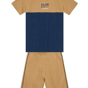 Conjunto Infantil Menino Estampa Urbana Marrom