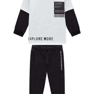 Conjunto Infantil Menino Lettering Cinza