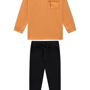 Conjunto Infantil Menino Lettering Marrom