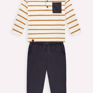 Conjunto Infantil Menino Listras Marrom