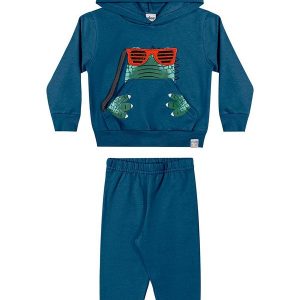 Conjunto Infantil Menino Moletom Interativo Azul
