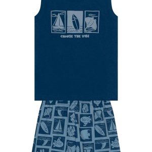 Conjunto Infantil Menino Praiano Azul