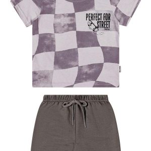 Conjunto Infantil Menino Quadriculado Cinza