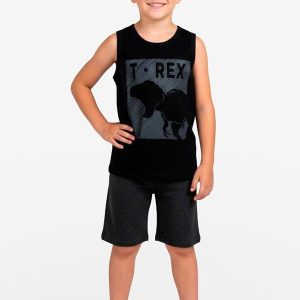 Conjunto Infantil Menino Regata e Bermuda Preto