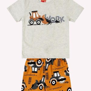 Conjunto Infantil Menino Retroescavadeira Cinza