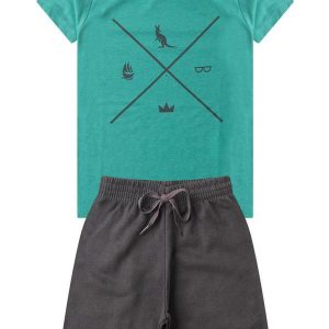 Conjunto Infantil Menino Símbolos Kangulu Verde